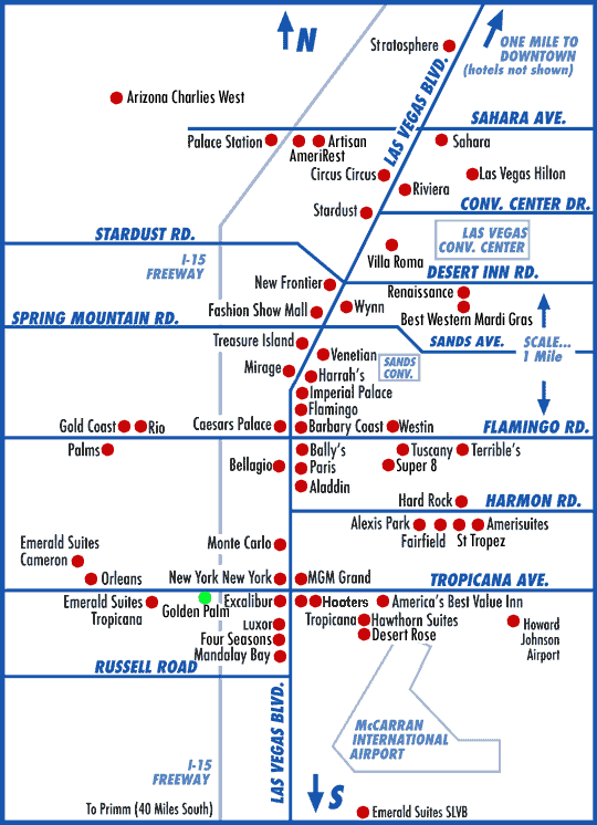 las vegas strip map. from the Las Vegas Strip