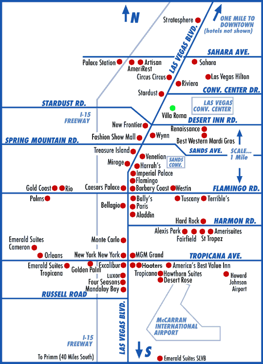 Map Of Vegas Strip With Hotels. Las Vegas Strip Map