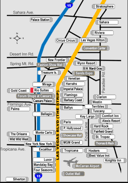 las vegas map strip. The Strip, Las Vegas map