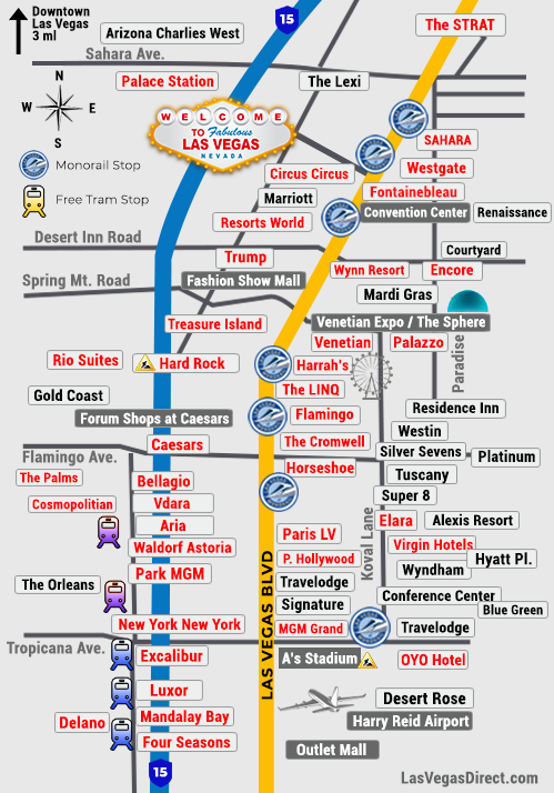 Las Vegas Strip Hotel Map