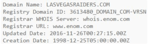 1998 Domain Registration LasVegasRaiders.com by Mark Davis