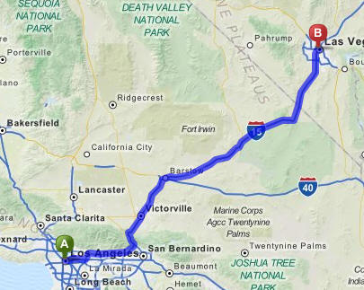 LA to Vegas Driving Map