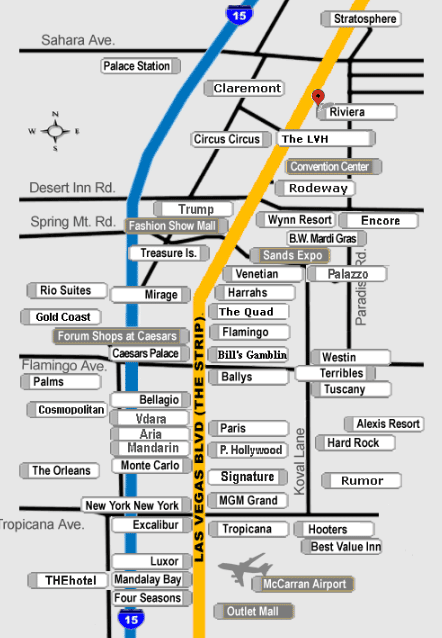 Riviera Hotel And Casino Map - Clark, Nevada, USA