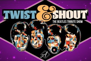 Twist and Shout Beatles Tribute Show. Abstract picture showing four heads together representing the Beatles group.