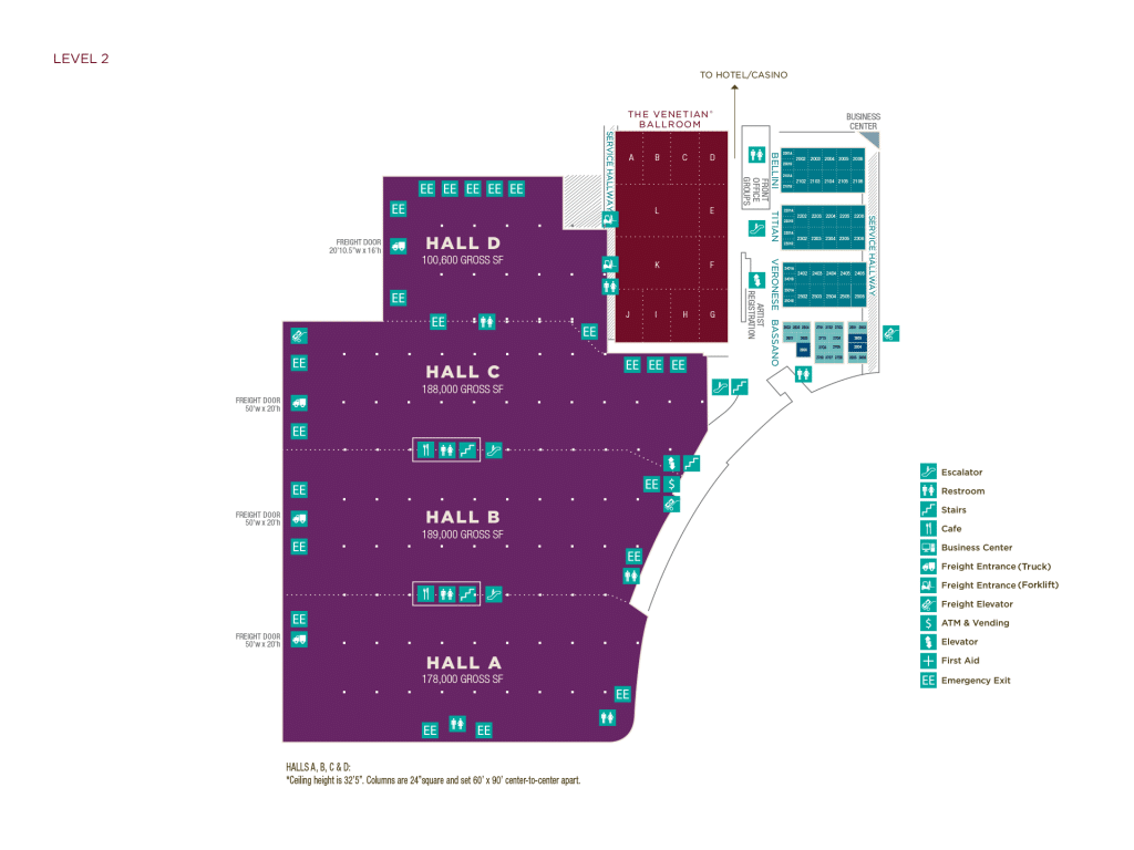 Level Two map of The Venetian Expo