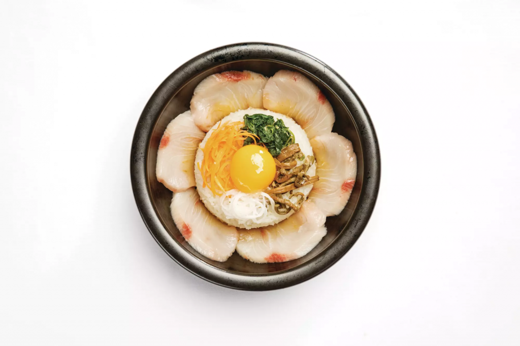 Bowl of sushi with rice and various toppings at Morimoto Las Vegas