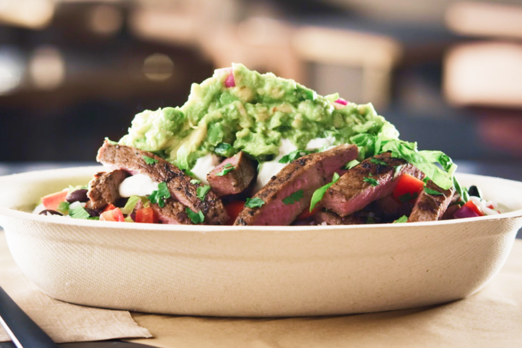 Carne asada burrito bowl at chipotle