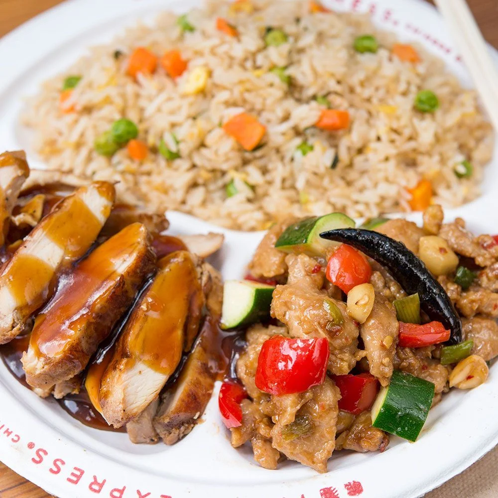 Rice and two dishes from Panda Express at Miracle Mile Shops