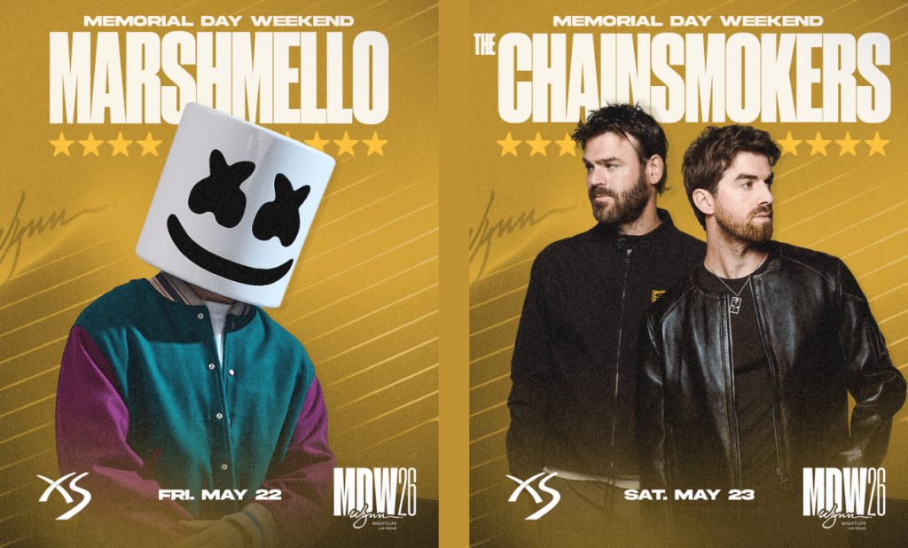 Marshmello and The Chainsmokers Memorial Day weekend at XS Nightclub promotional photo