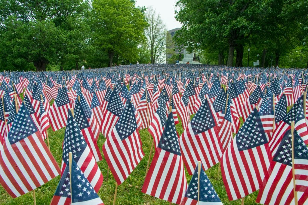 Photo of American flags in a field for memorial day